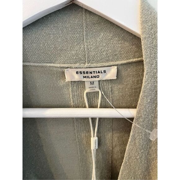 Essentials Milano Sage Green Waterfall Poet Sleeve Cardigan Sweater sz M NWT - Picture 2 of 8